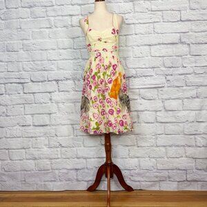 Anthropologie Floreat Morning Stroll Floral Cat Print Dress